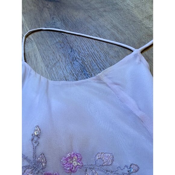 Vintage Y2K 90s Silk Scoop Neck Dress Romantic Fairy Whimsigoth Purple Lilac Bea - Picture 13 of 13